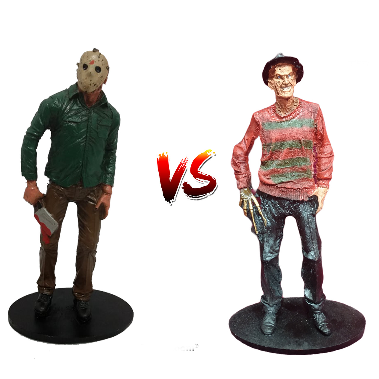 Kit Boneco Jason vs Freddy Kruger 18cm - Estatueta Em Resina