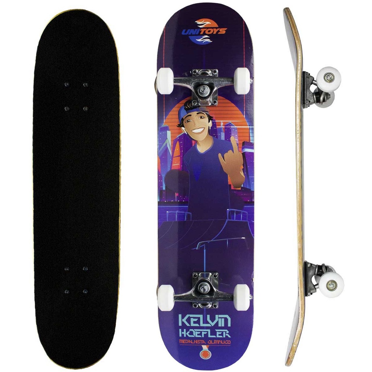 Kit Skate Kelvin Hoefler Semi Pro + Kit de Proteção UniToys