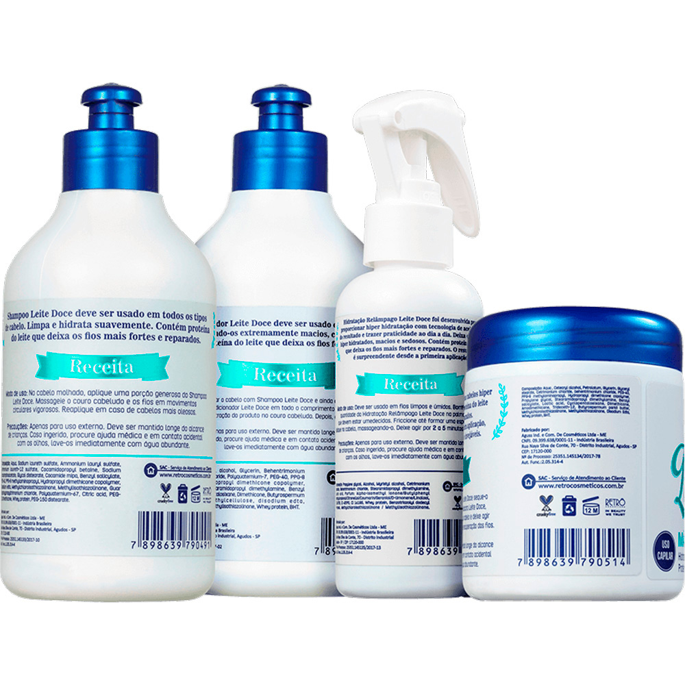 Retrô Leite Doce - Kit Hidratante Proteína do Leite Completo (4 Produtos)