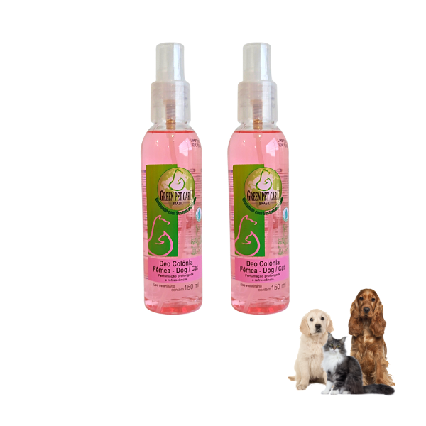 Perfume Colônia Para Cães Gatos Fêmea Kit 2 peças 150ml Green Pet