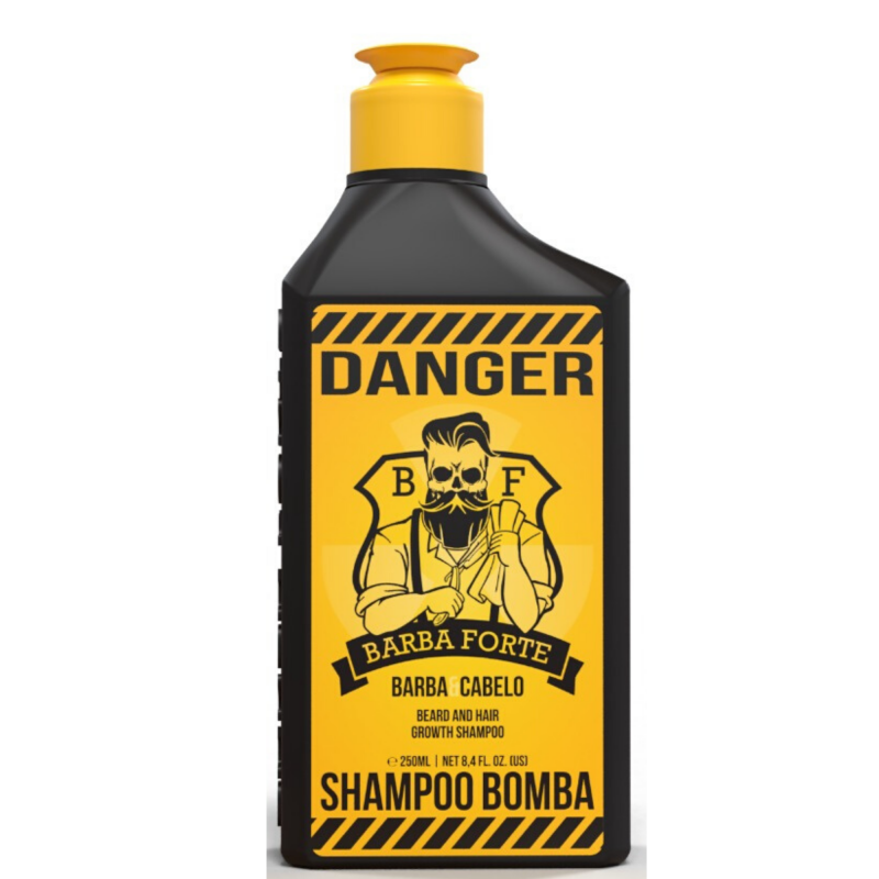 Shampoo Barba Forte Bomba Danger 250ml Cabelo E Barba Kit 12 unidades