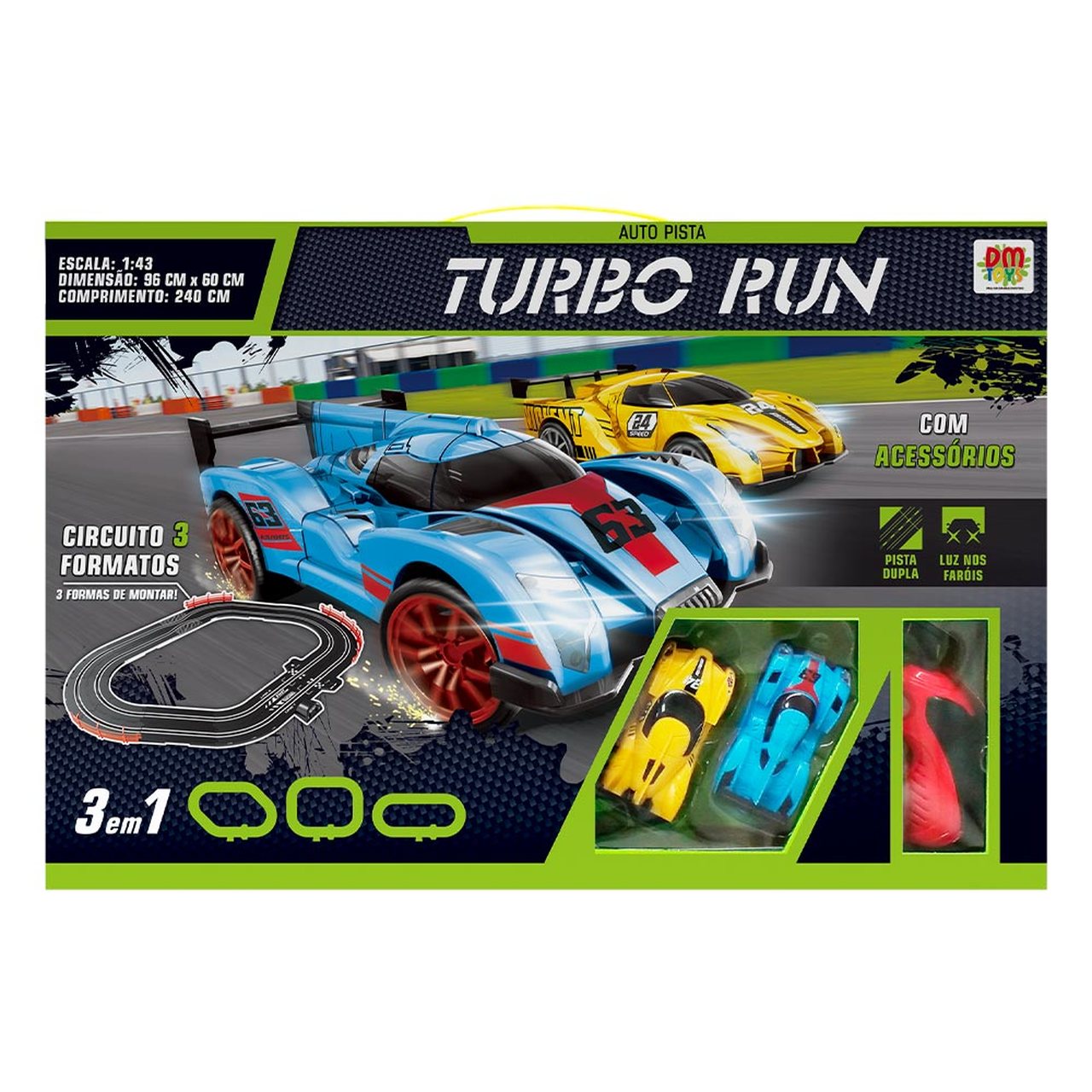 Autorama Pista Turbo Run 3 Em 1 - DmToys 5891