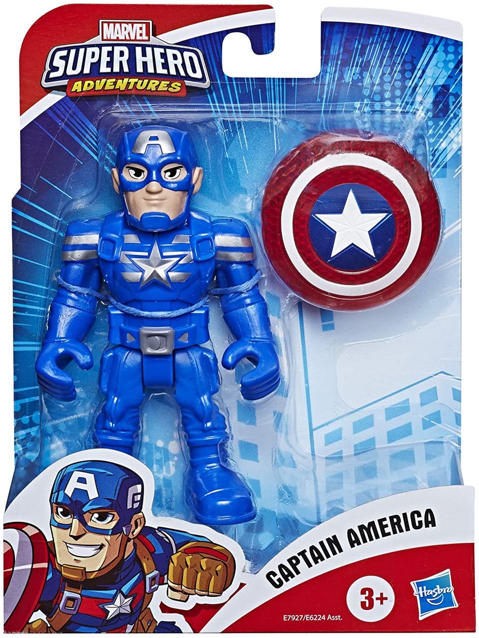 Boneco Capitão América 13cm Super Hero Adventures - Hasbro E6224
