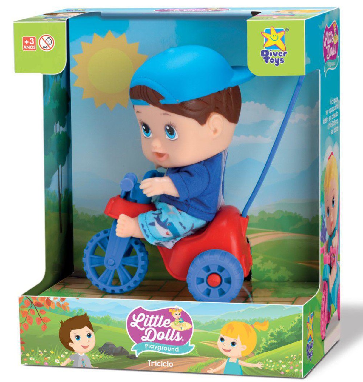 Boneco Little Dolls Playground Menino Triciclo - Diver Toys