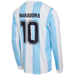 Camisa Argentina 1986 Retrô Maradona Manga Longa Masculino