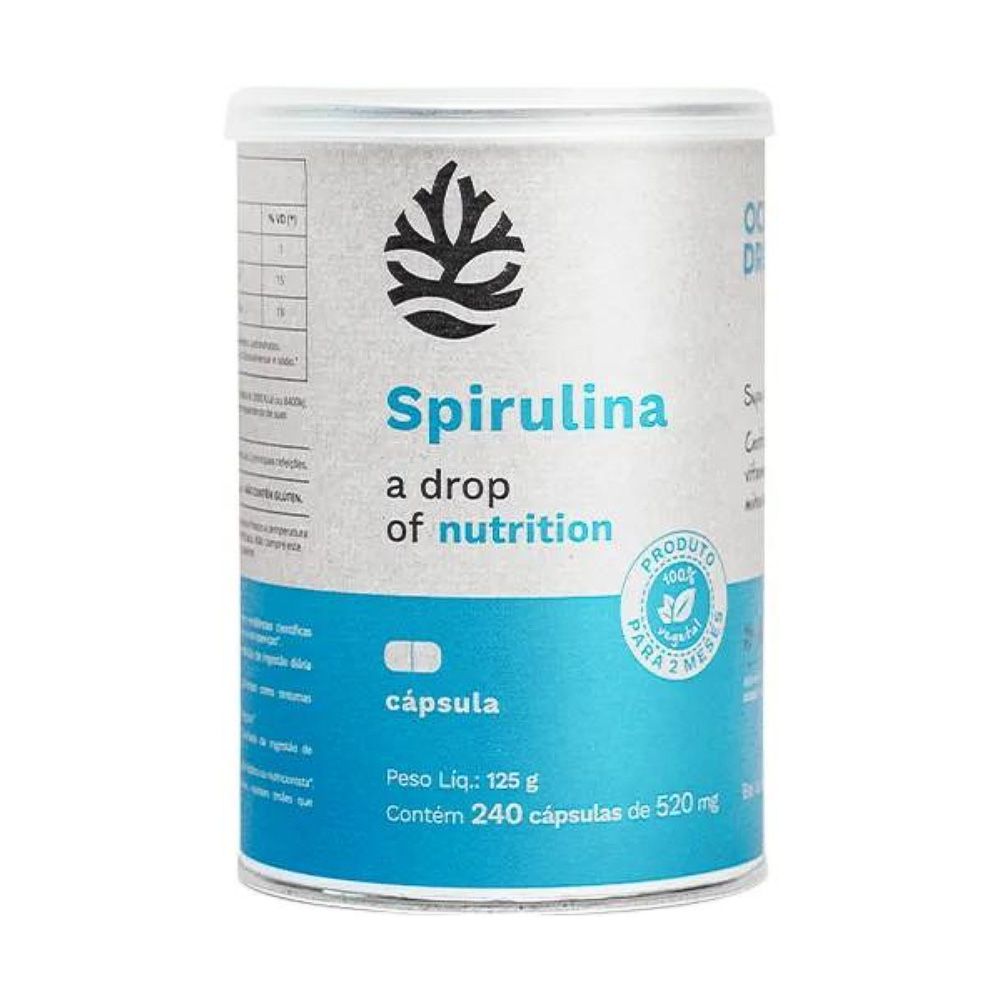Spirulina - Fortalece o sistema imunológico - Fonte de proteína, vitaminas, minerais e fibras - 240 Cápsulas
