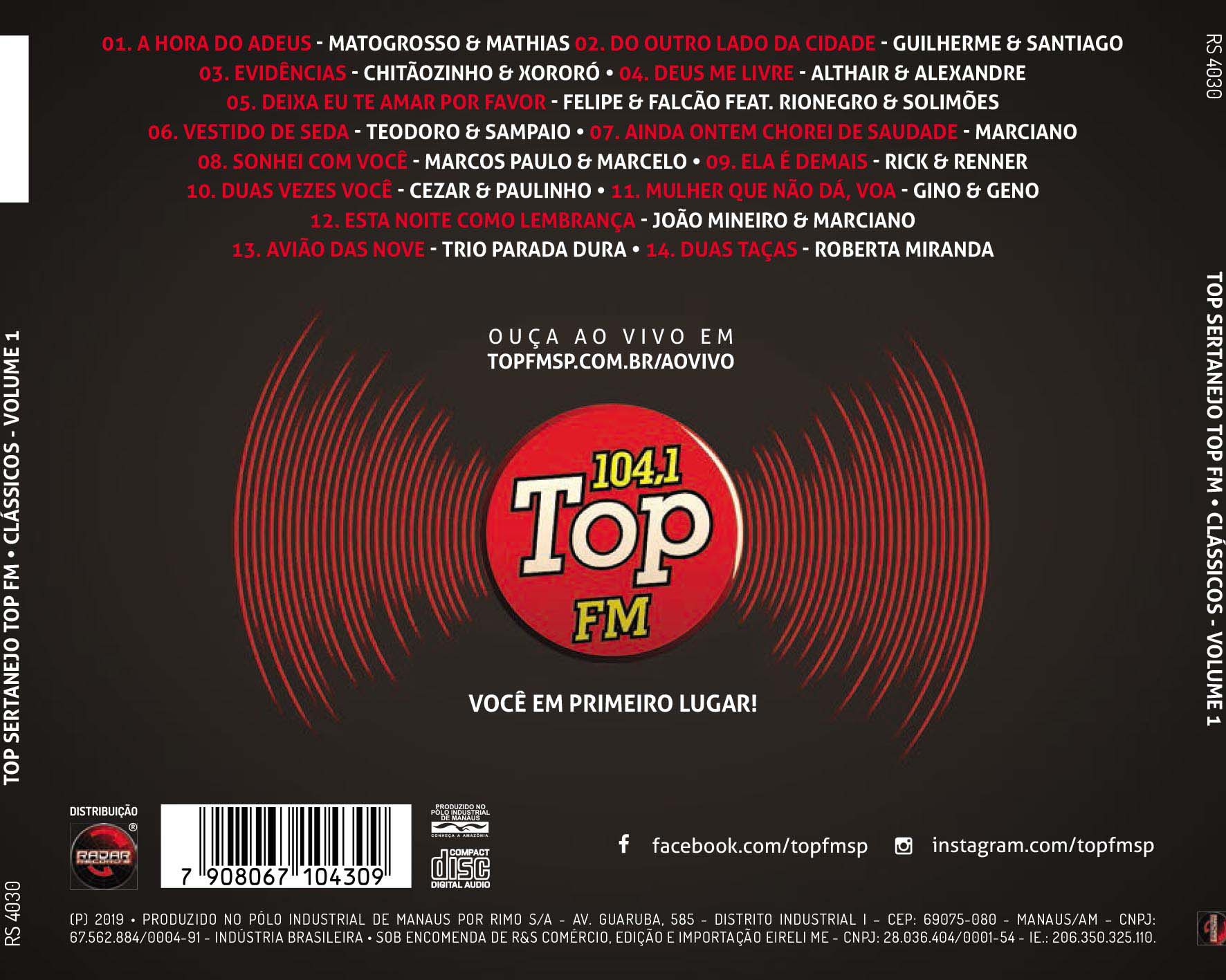 TOP SERTANEJO TOP FM - CLÁSSICOS VOL. 1