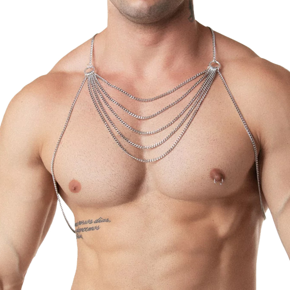 Harness Body Chains Ricok Masculino Corrente Prata