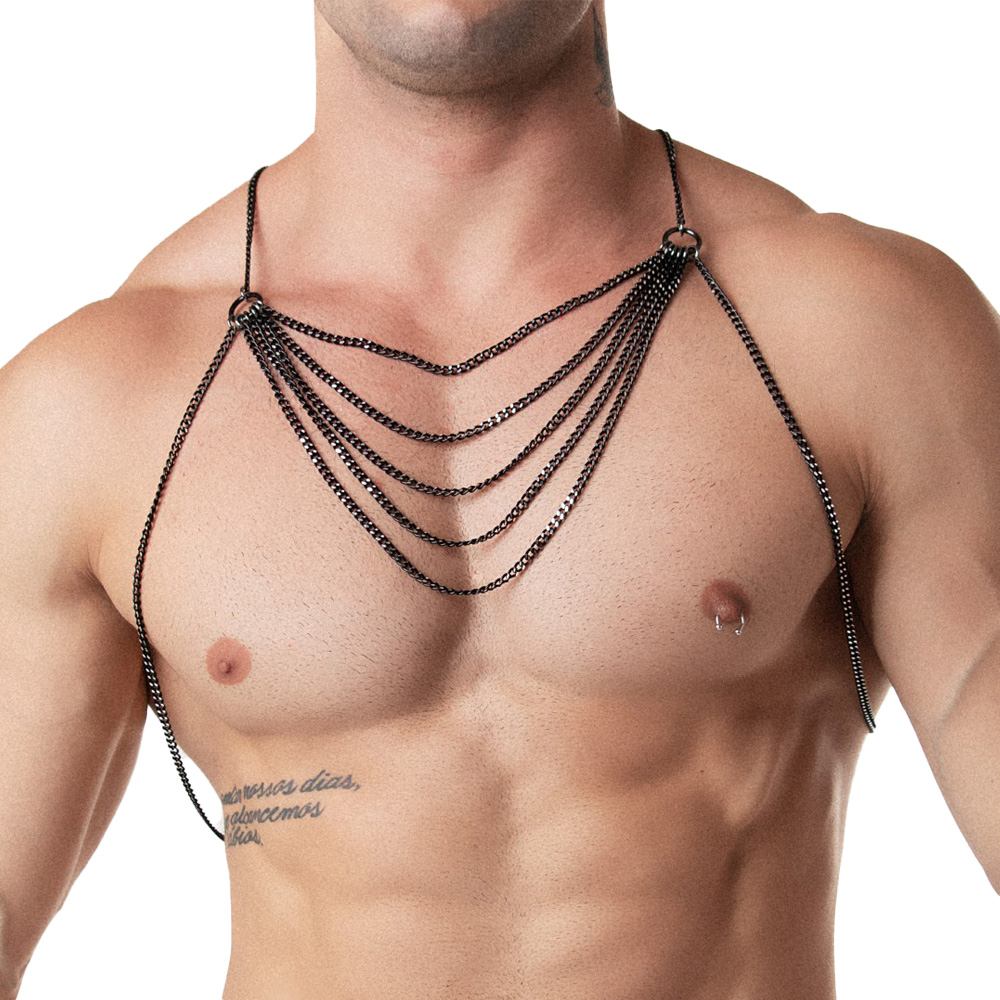 Harness Body Chains Ricok Masculino Corrente Preto