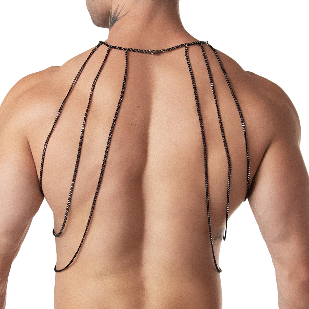 Harness Body Chains Ricok Masculino Peito e Pescoço Preto