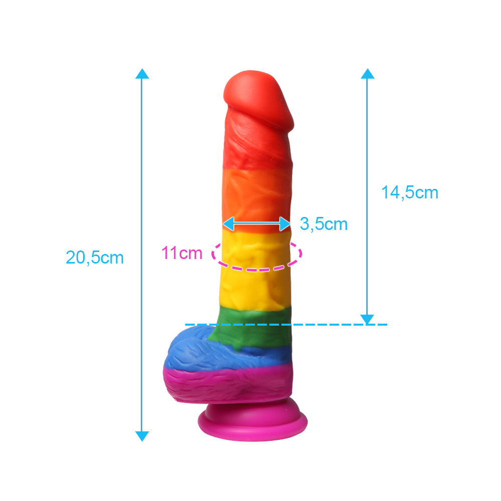 Pênis Realístico Colorido Super Macio Rainbow