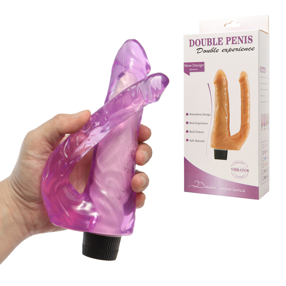 Vibrador Pênis Duplo Colorido Com Glande e Veias Suaves