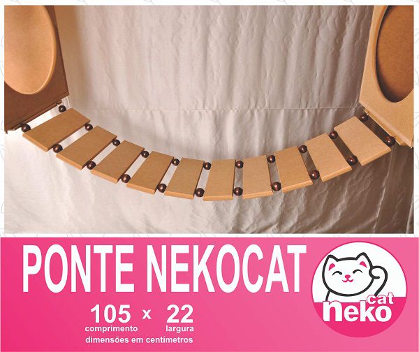 Kit 02 Nichos Gatos Almofada + Ponte + 02 Prateleiras c/Carpete + 02 Arranhadores Tubular - Frente Branca