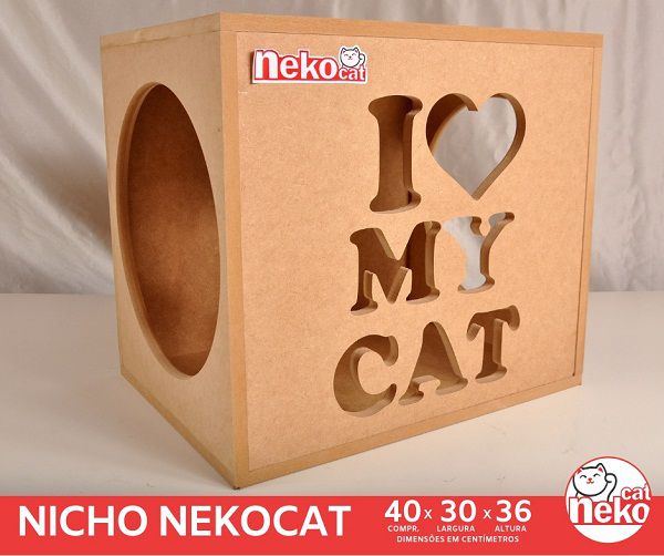 Kit 02 Nichos Gatos + Ponte - Mdf Cru