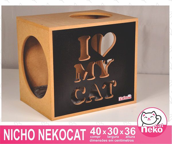 Kit 01 Nicho Gatos Almofada + 02 Prateleiras c/Carpete + 01 Arranhador Tubular - Frente Preta