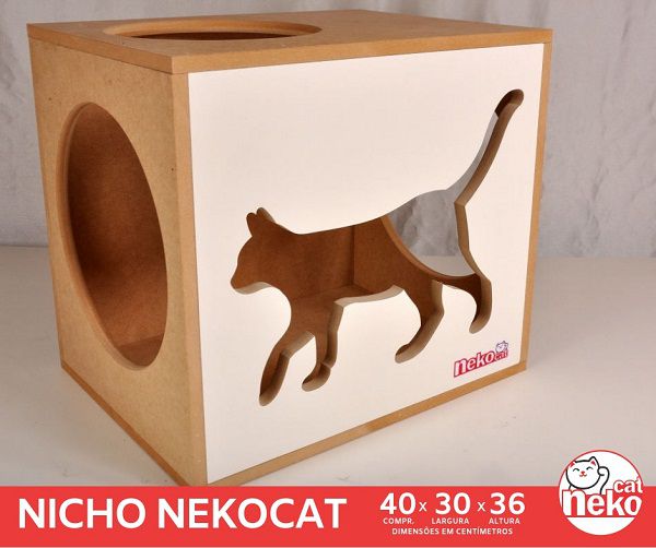 Kit 01 Nicho NekoCat + 01 Prateleira s/Carp -  Frente Branca