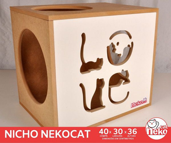 Kit 01 Nicho NekoCat + 02 Prateleiras c/Carp -  Frente Branca