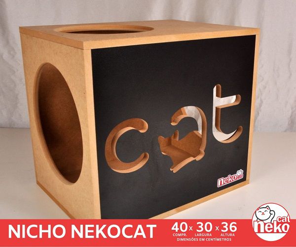 Kit 02 Nichos Gatos + 02 Prateleiras c/Carpete - Frente Preta