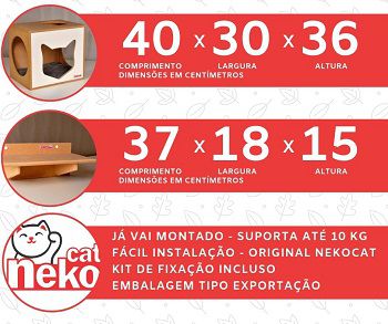 Kit 02 Nichos Gatos Almofada + Ponte + 04 Prateleiras s/Carpete - Frente Branca