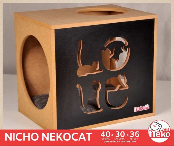 Kit 02 Nichos Gatos Almofada + Ponte - Frente Preta