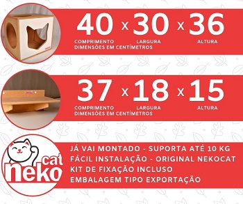 Kit 02 Nichos Gatos + Ponte + 02 Prateleiras s/Carpete - Frente Branca