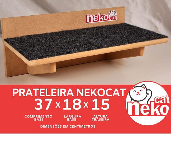 Kit 02 Nichos Gatos + Ponte + 04 Prateleiras c/Carpete - Frente Preta