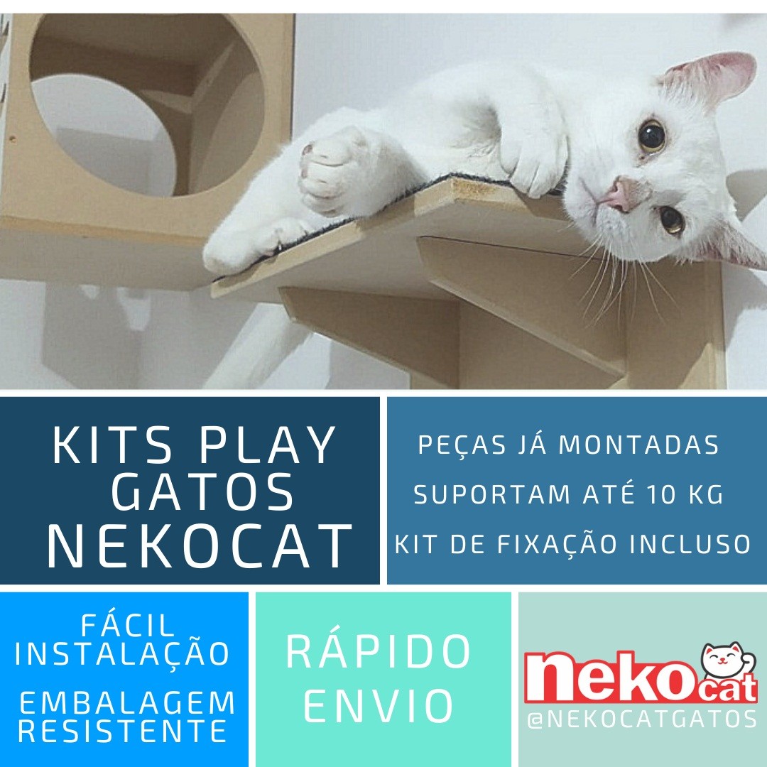 Kit Play Gatos Prateleiras Step Face Cat Ponte Cj 3 Pcs