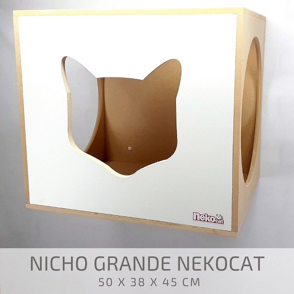 Nicho Gatos Grandes Mdf Cru Frente Branca Nekocat