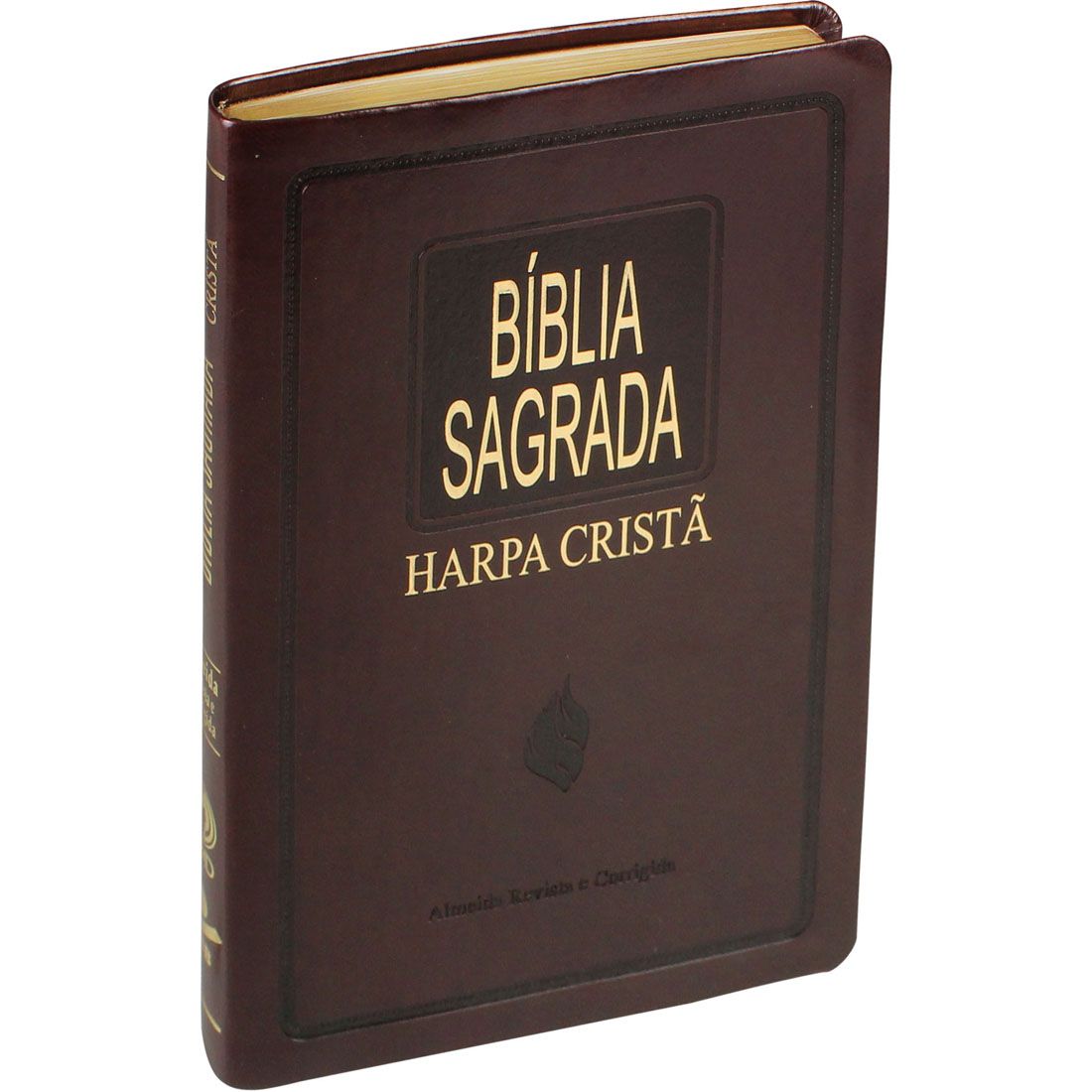 Bíblia Sagrada Slim Com Harpa Cristã | Capa Luxo Couro Síntético Marrom