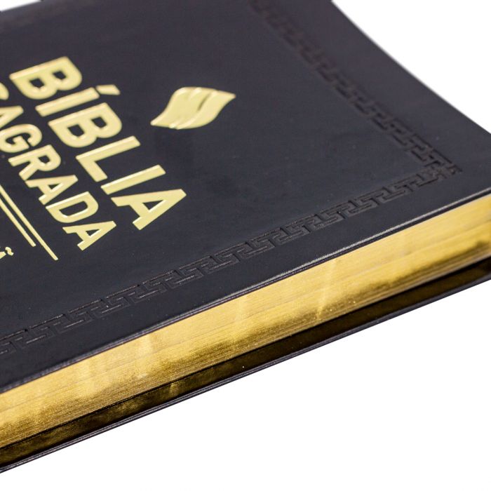 Bíblia Sagrada Slim Com Harpa Cristã | Capa Luxo Couro Síntético Preto