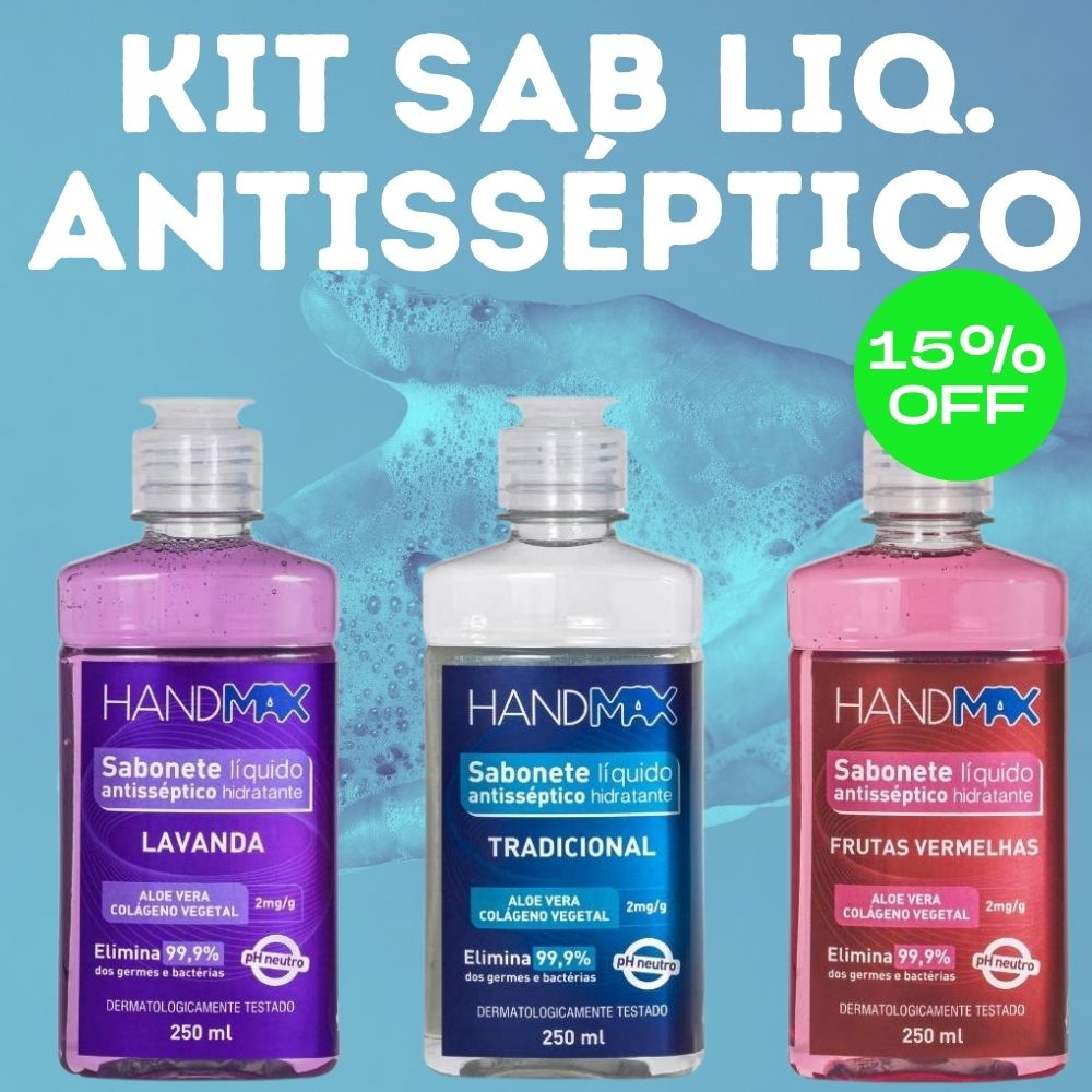 Kit Sabonete Líquido Antisséptico Handmax  (3 unidades)