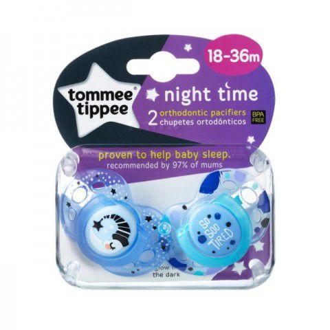 Chupeta Night Time 18-36 Meses Lua Azul Com 2 Tommee Tippee
