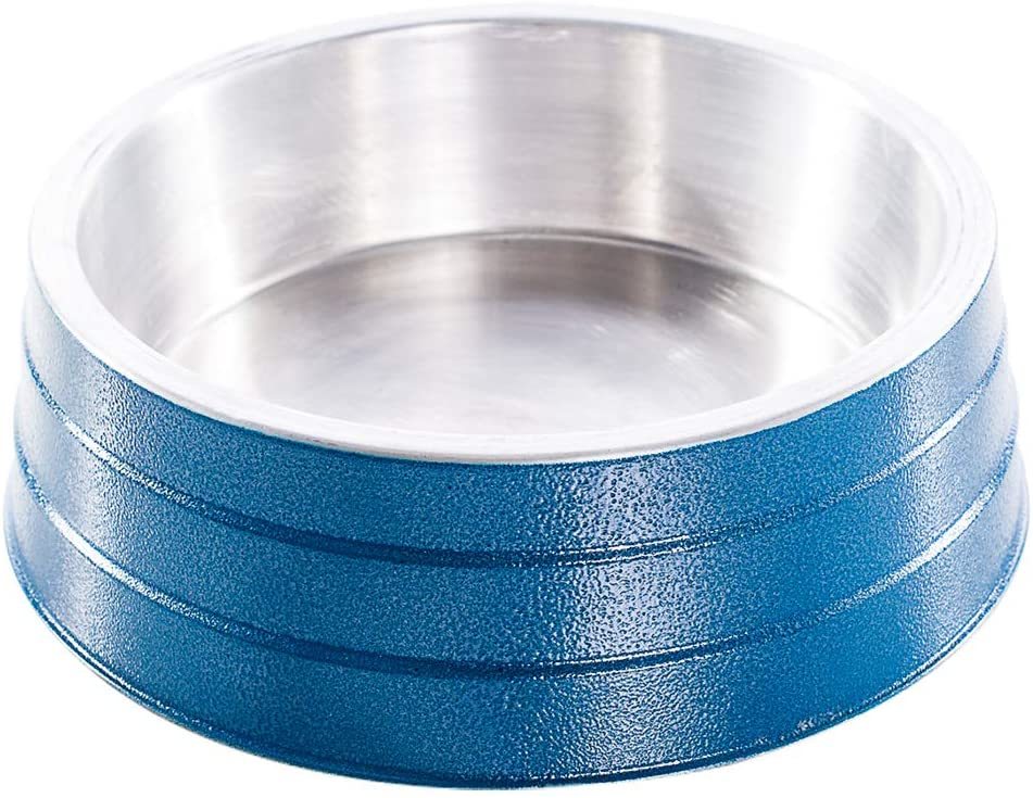 Comedouro Aluminio Pesado Grande Azul Para Cães NFPet