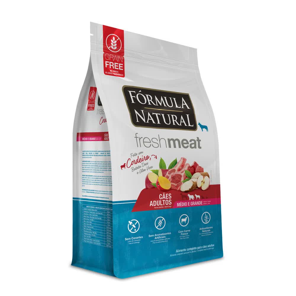Ração Fórmula Natural Fresh Meat Adultos Médio e Grande Cordeiro 12kg