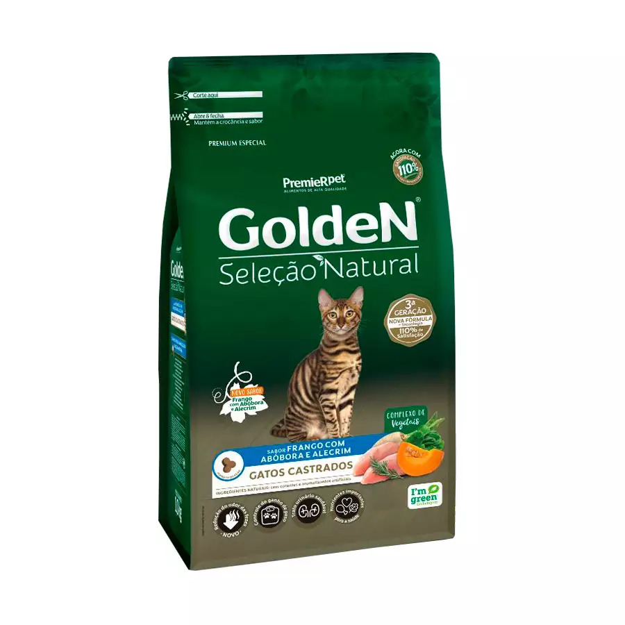 Ração Golden para Gatos Adultos Castrados Seleção Natural Abóbora 10,1kg