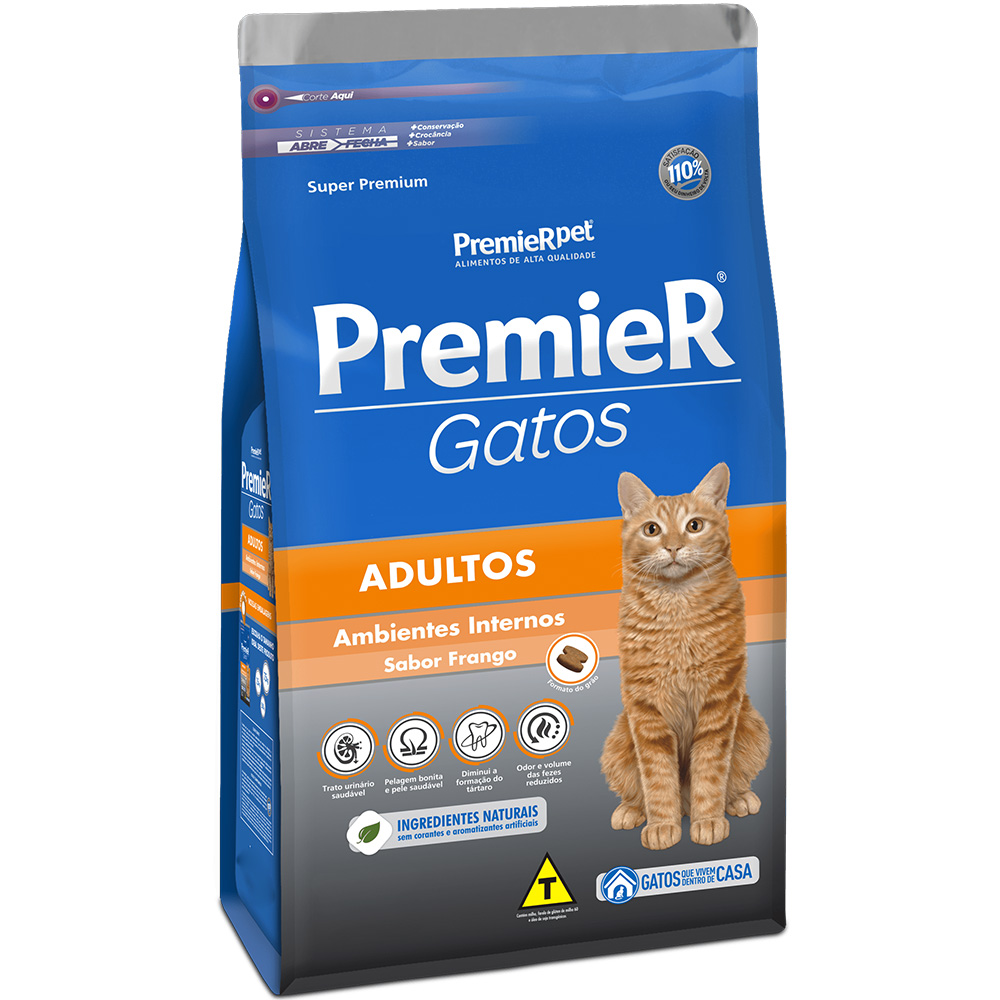 Ração PremieR Ambientes Internos para Gatos Adultos Sabor Frango 7,5kg