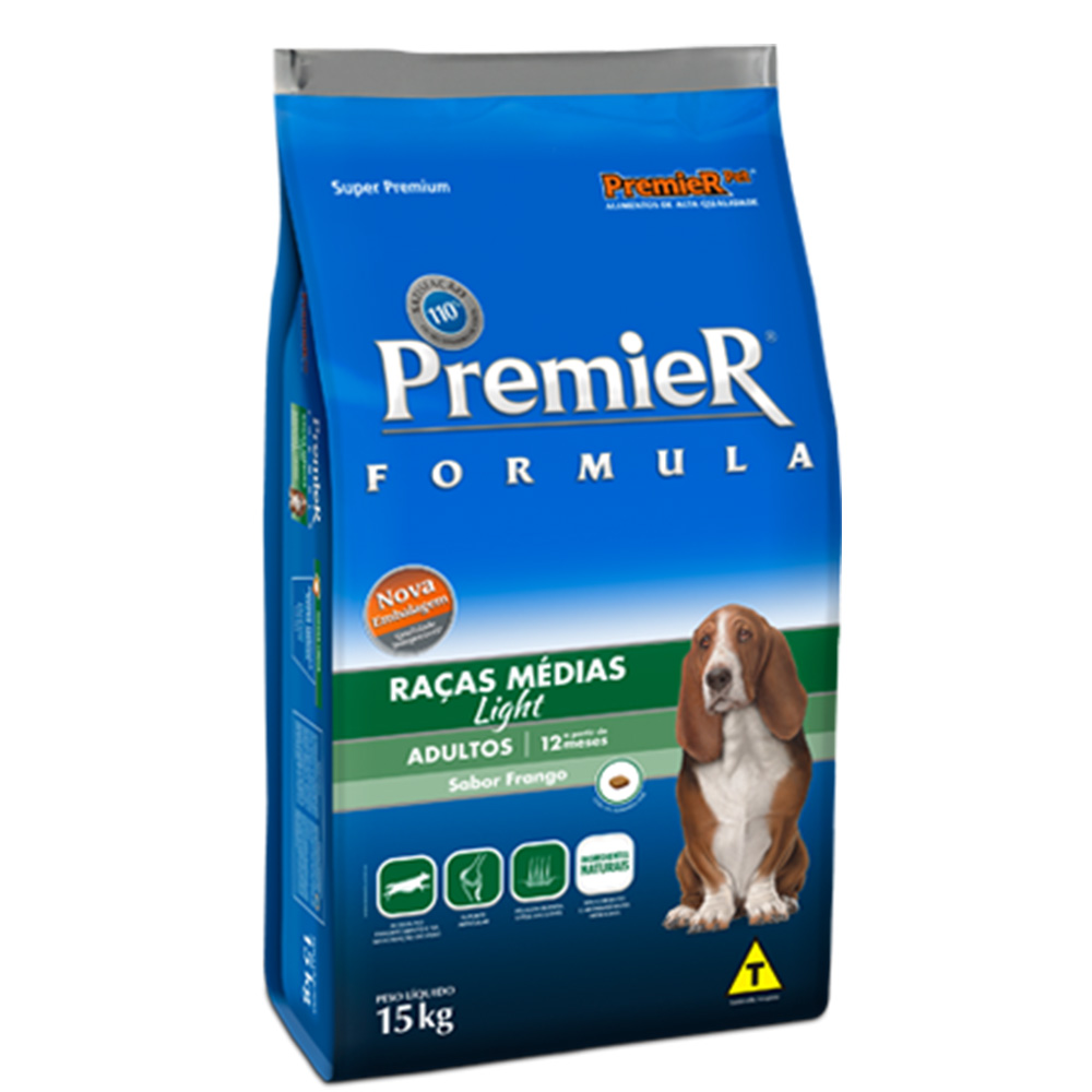 Ração PremieR Formula Light Para Cães Adultos de Raças Médias Sabor Frango 15kg