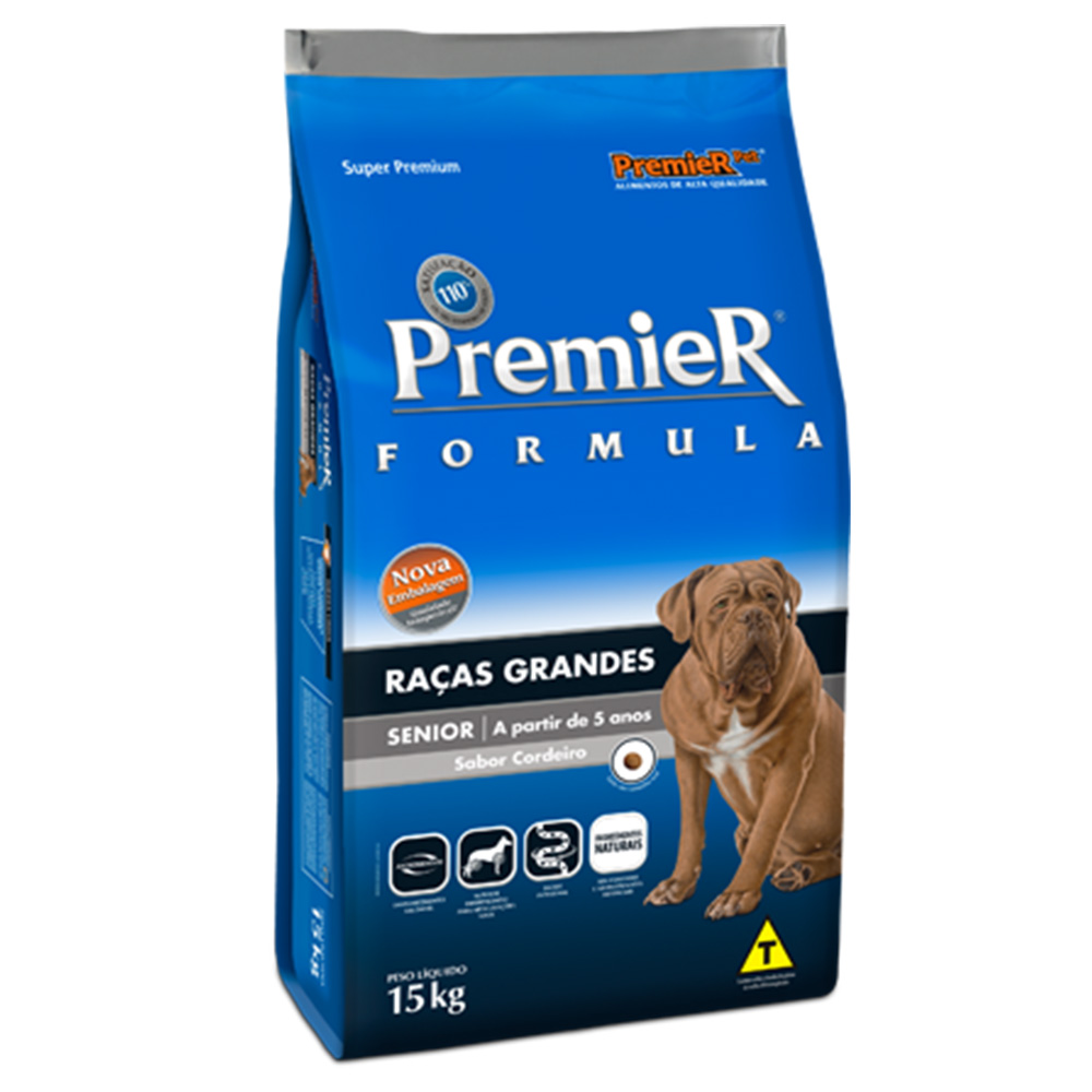 Ração PremieR Fórmula Para Cães Adultos de Raças Grandes Senior Sabor Cordeiro 15kg