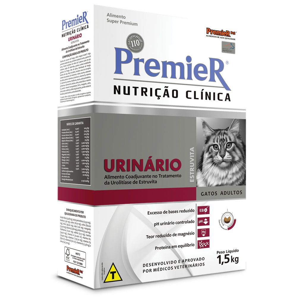 Ração PremieR Nutrição Clínica Gatos Urinário Estruvita 1,5kg 