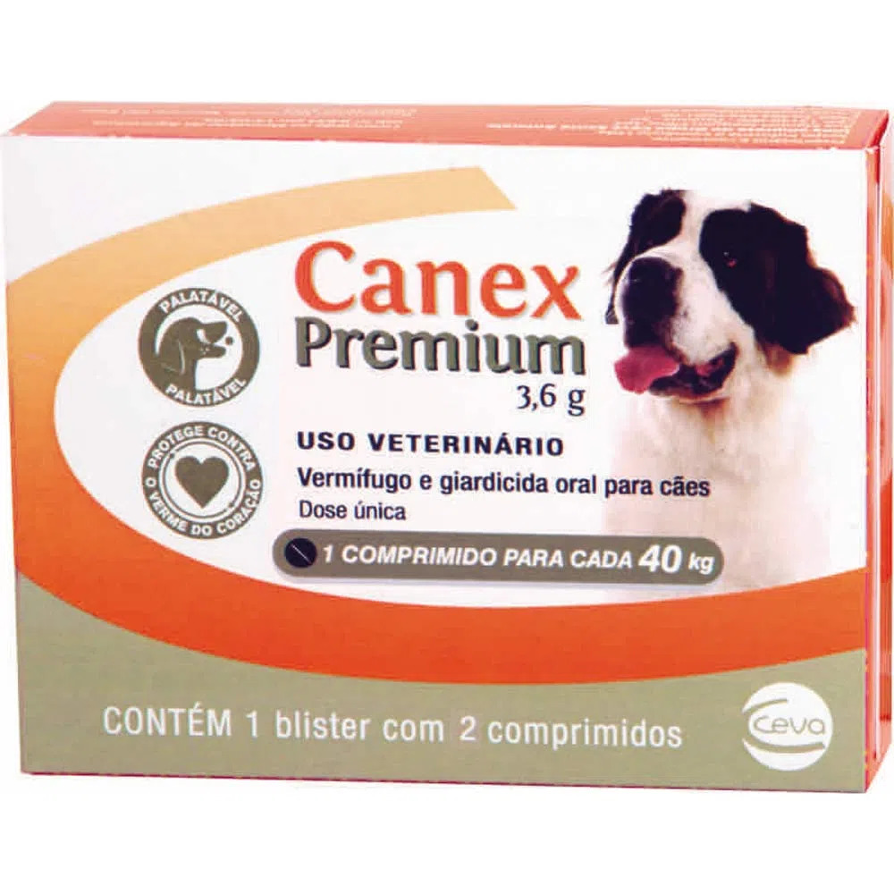 Vermífugo Canex Premium Cães 40kg Ceva Com 2 Comprimidos