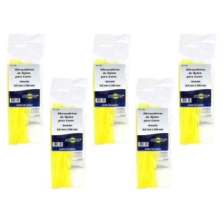 Abraçadeiras de Nylon 250 Peças Lacre Amarelas 2,5mmx200mm