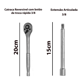 Kit Chaves Vela 14-16-21mm C/catraca E Extensão 15cm Corneta