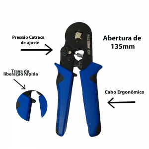 Alicate Crimpar Prensa Terminal  Tubular Ilhos de 0,25 a 10