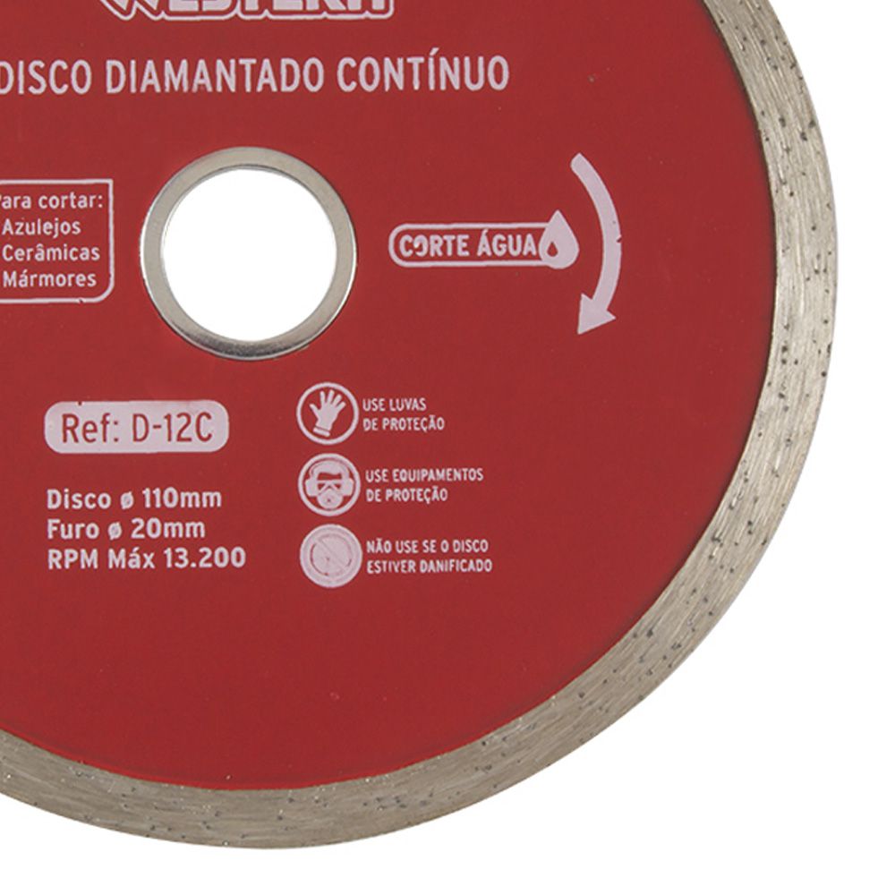 Disco Diamantado Contínuo 110mm 20mm Corte Água 5 Unidades