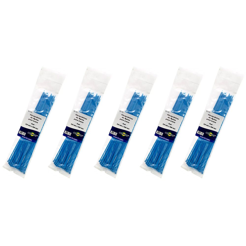 Abraçadeiras De Nylon 250 Peças Lacre Azul 3,6mm X 300mm