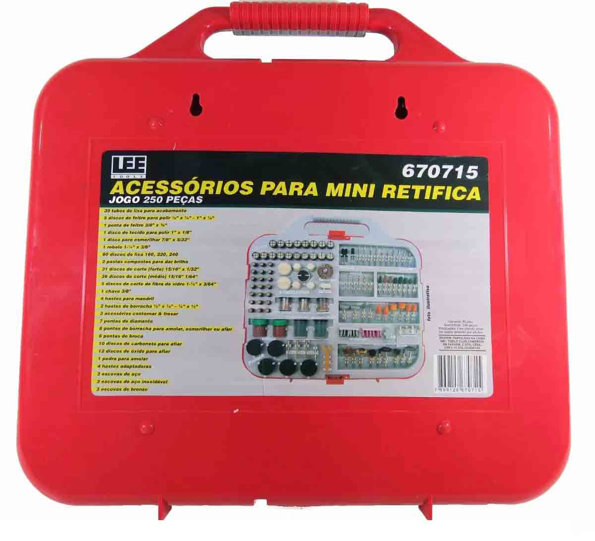 Kit Acessórios Para Mini Retífica Micro Jogo 250 Peças