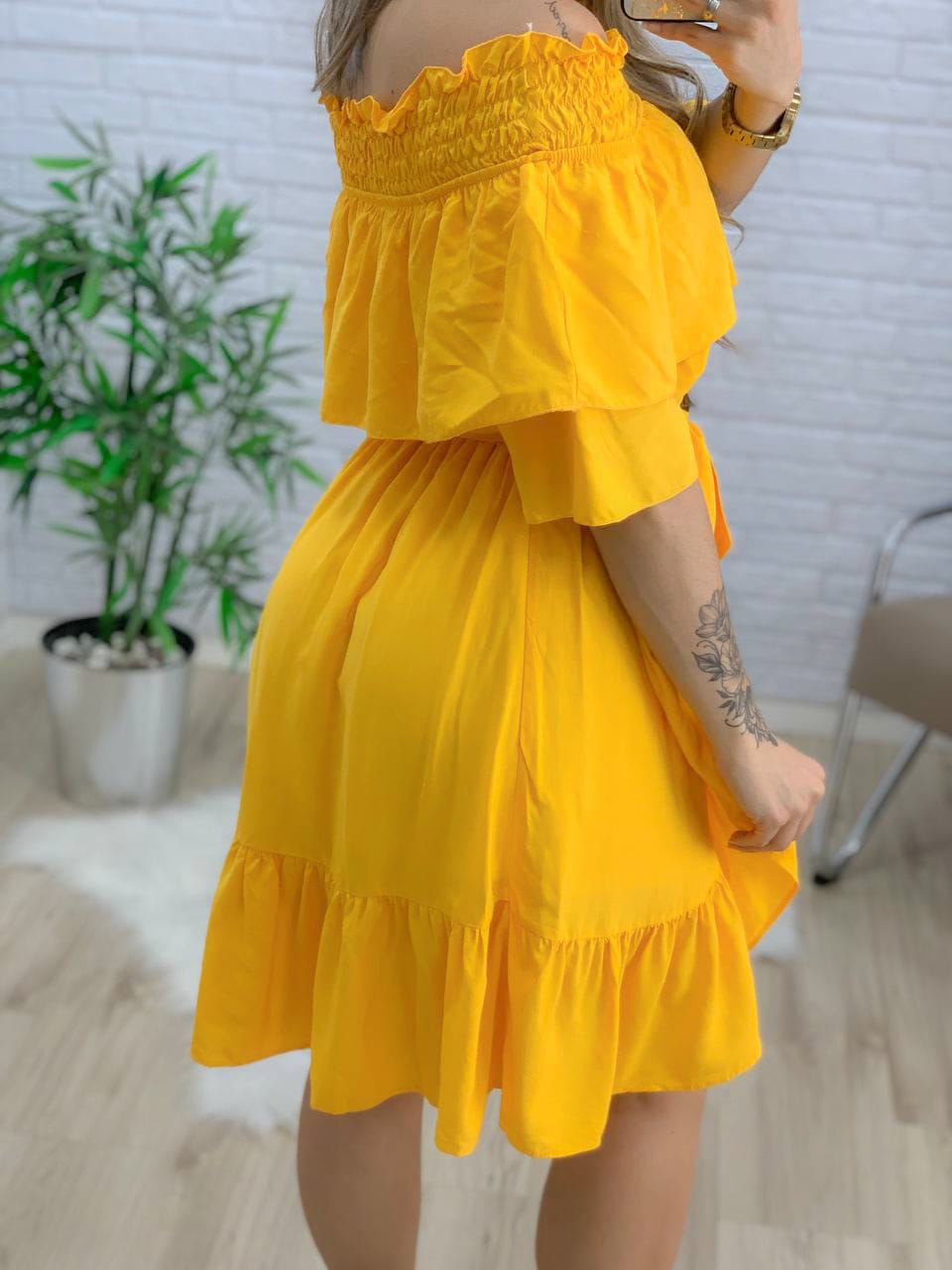 Vestido Babados Léris SFR 16 - Amarelo