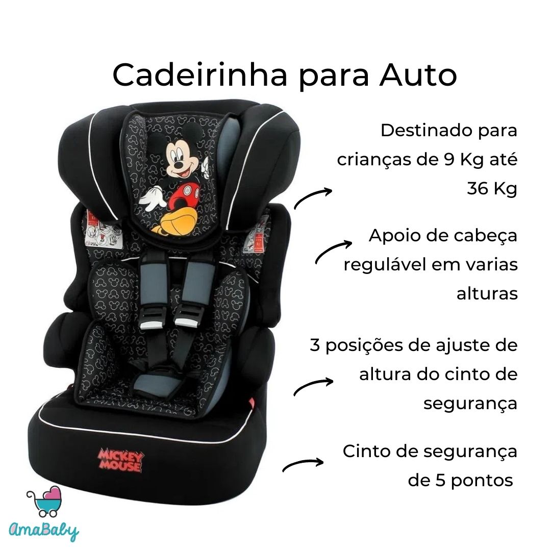 Cadeirinha Carro Disney Beline Luxe Mickey Mouse Vite