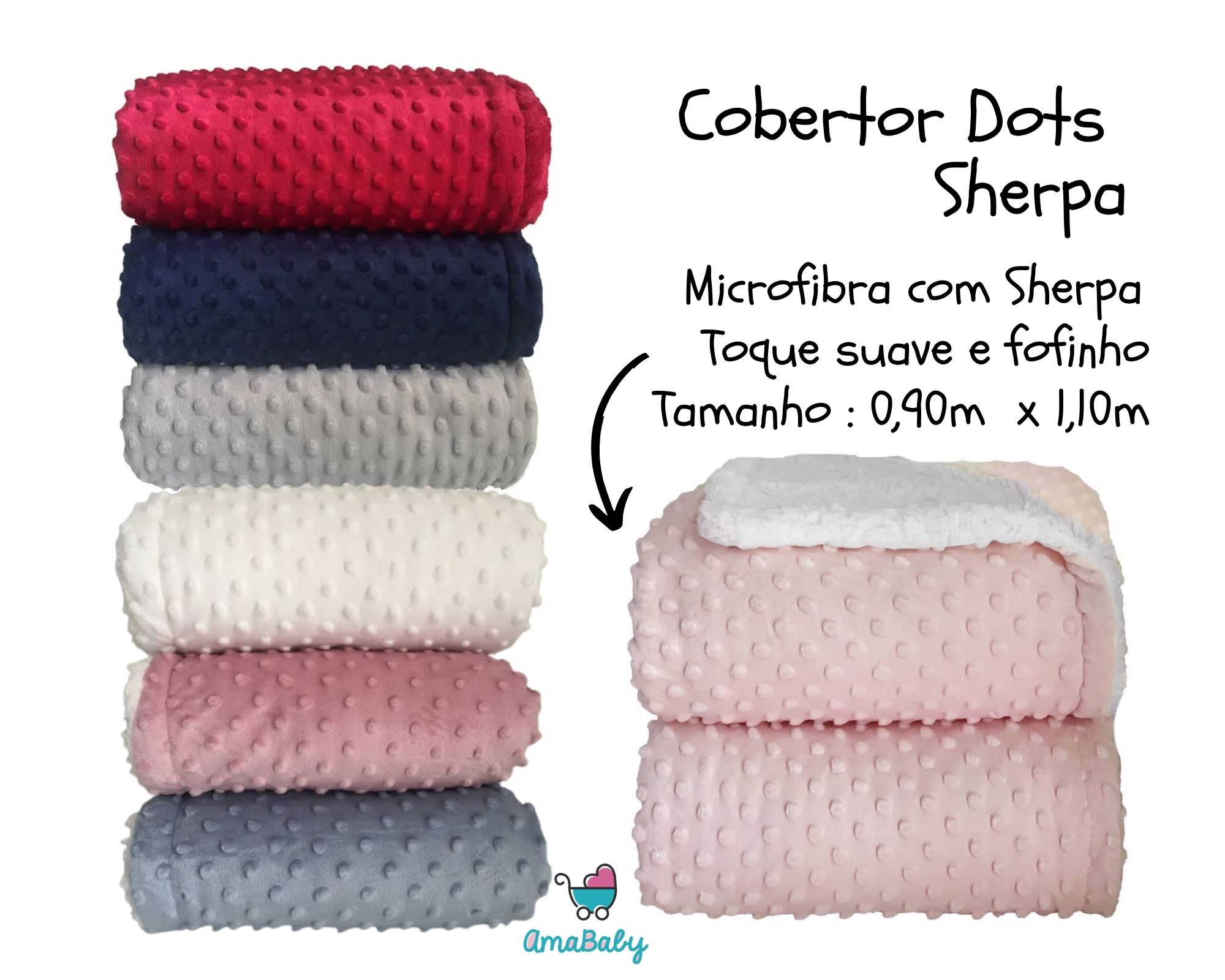 Cobertor Dots Plush Sherpam Cor:Preto