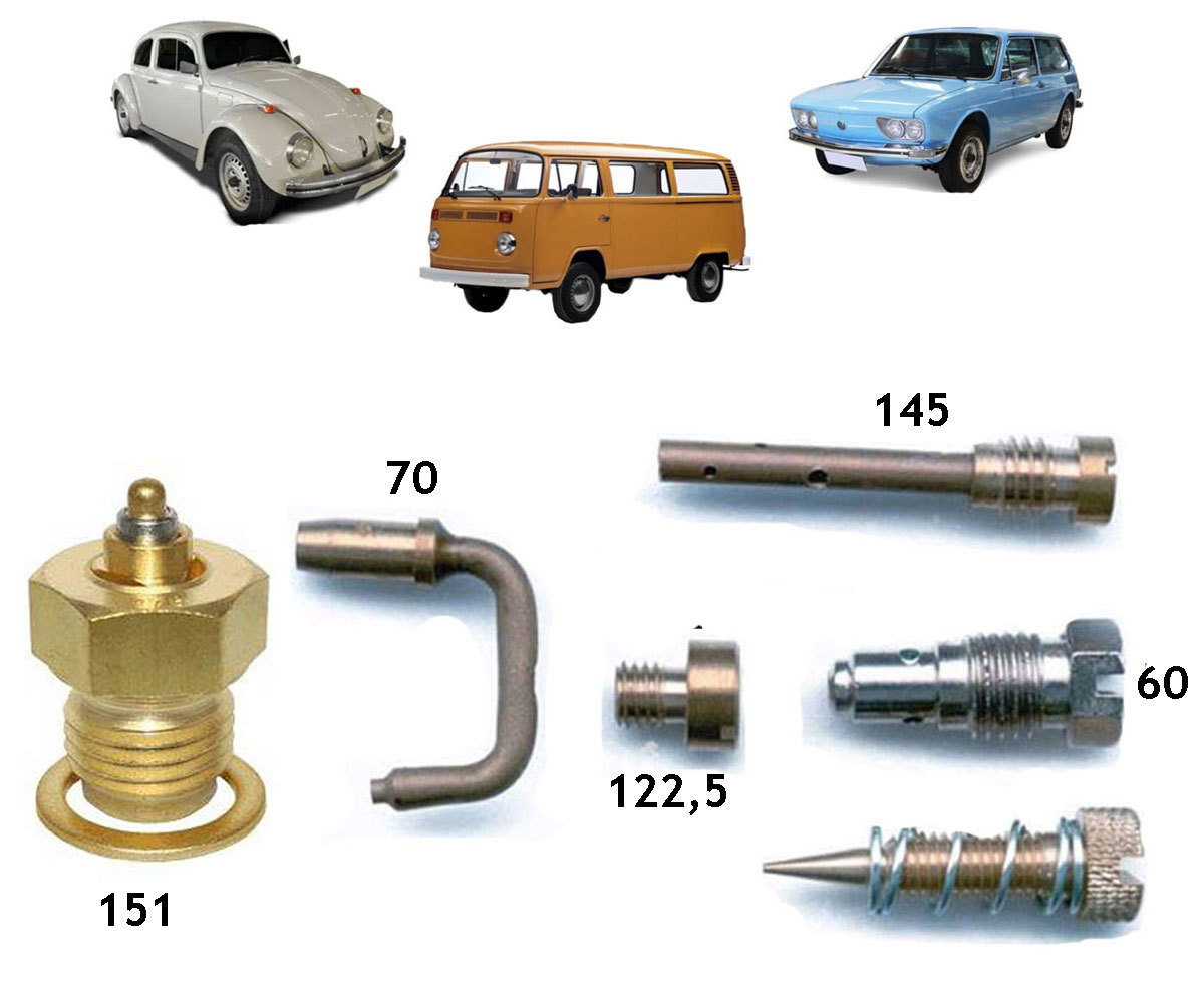 Kit Gicle Carburador Solex 30 PIC Fusca 1300 1968 até 1974 Gasolina